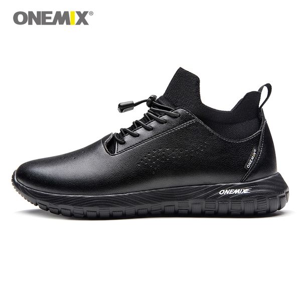 

onemix men's running shoes microfiber leather women sneakers lady sport sneakers jogging shoes light man in black