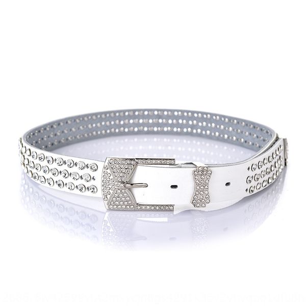 

women's hollow women's belt with decorative rhinestone diamond diamond wide cowhide rhinestone belt all-match, Black;brown