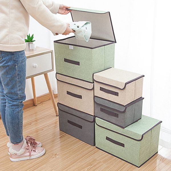 

2 size storage boxes with lids no smell polyester fabric clear storage baskets containers bins with double cover organizer