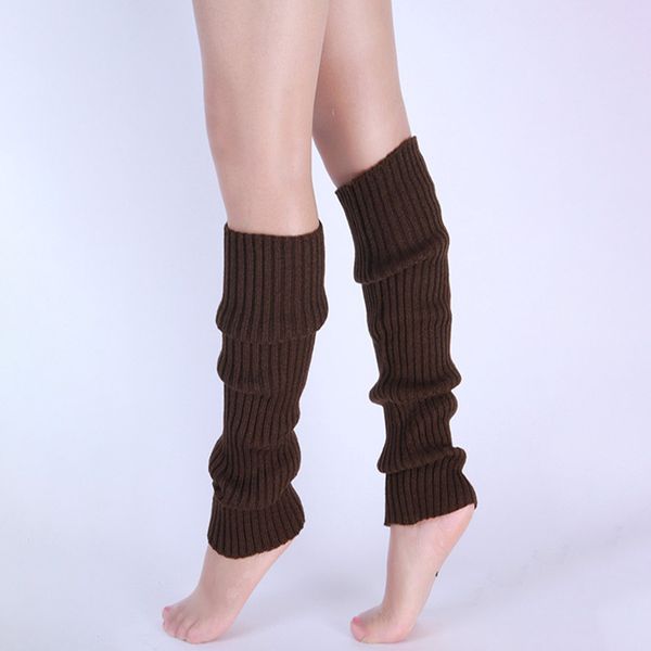 Moda feminina malha com nervuras aquecedores de pernas com cores s￳lidas joelhos esportes de inverno de ioga meias mais quentes da perna de gotas de gotas