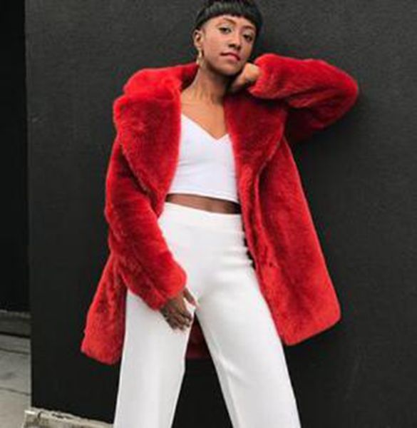 

women winter european and american fashion leisure korean version of british fashion boutique joka personality in the long fur coat / s-4xl, Black