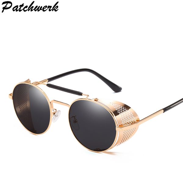 

steampunk sunglasses men women 2019 brand designer sun glasses for ladies punk goggles vintage female male oculos, White;black
