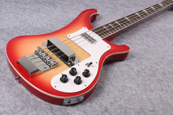 4 Saiten Cherry Red 4003 Bass Red 4003 E-Bass Mono-Stereo-Ausgang Palisander-Griffbrett Dreieck MOP Inlay China ric Bass