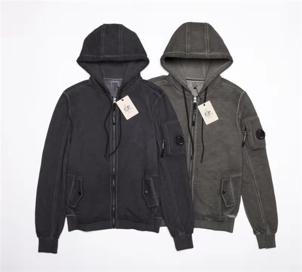 

zipper hooded cotton men's and women's jacket m-2xl cp company washing and aging process pure cotton fabric sweater coat ing, Black