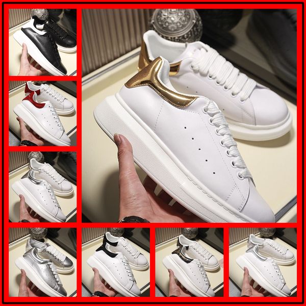 

2019 luxurious brand man casual fitness shoes leather mens womens fashion white leather comfortable shoes flat casual shoes, Black