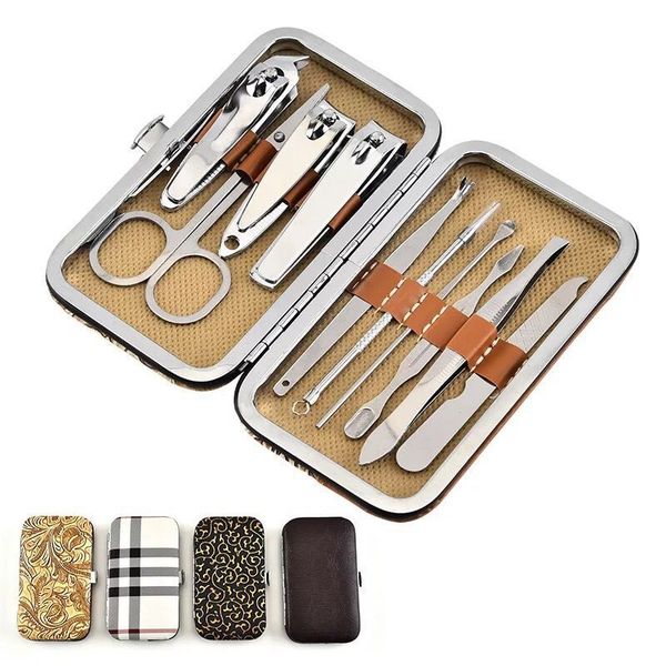 

1 set 10 in 1 stainless steel tweezer nail art clipper scissors tweezer knife manicure nail art cutter pedicure manicure tools