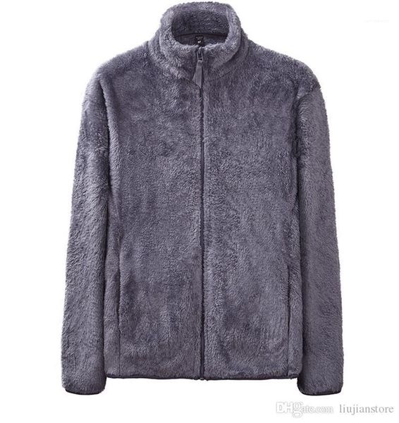 

thick jackets winter solid mens sports outerwear casual stand collar coat with zipper mens designer fleece, Black;brown