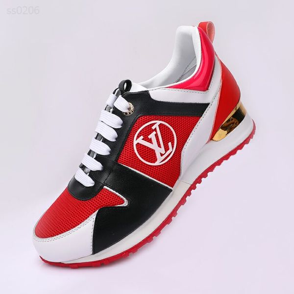 

2020 new air european and american sports shoes leather casual shoes flat running shoes luxurys round head layer leather, Black