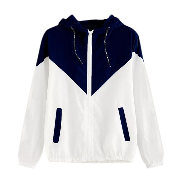 

New Women Winter Coat Long Sleeve Plus Size Splice Color Hooded Windbreaker Ladies Cardigan Coat With Pocket
