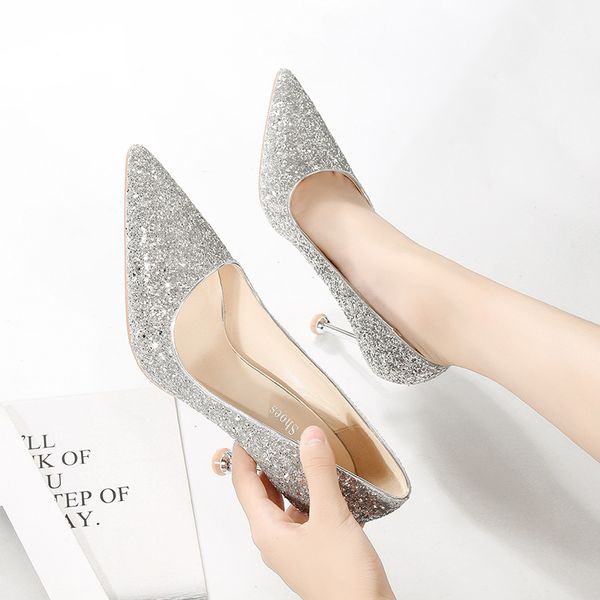 

2019 new spring summer elegant styles women party shoes high heels crystals pointed toe pumps woman red sole wedding shoes, Black