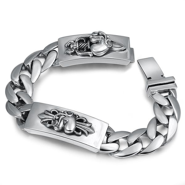 

Personalized 925 sterling silver fine jewelry vintage American antique silver hand-made designer thick link chain sward men's bracelets