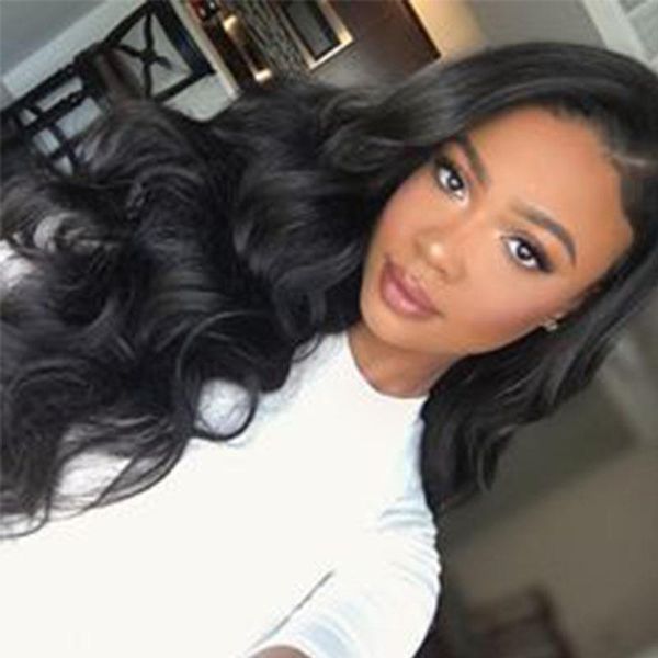 

loose wave brazilian human hair pre plucked full lace human hair wig with baby hair bleached knots full lace wig, Black