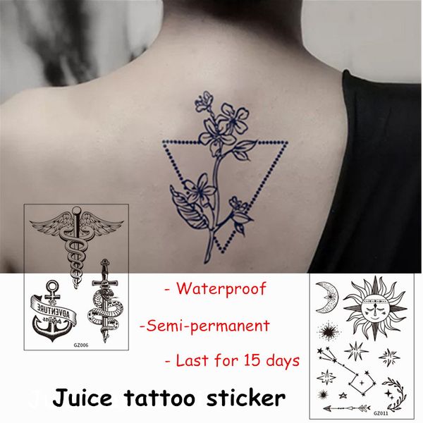 

new juice tattoo sticker semi-permanet waterproof temporary tattoo flash tatoo fake tatto body art for men women girl