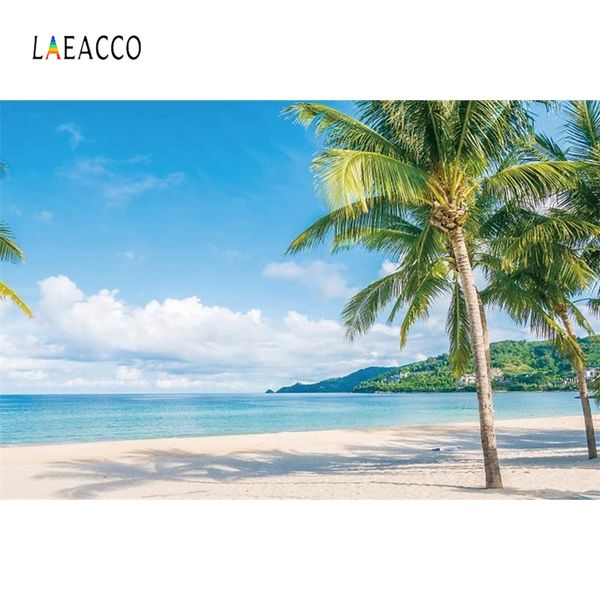 Acheter Laeacco été Plage Palmier Tropical Bleu Ciel Blanc Nuages Photographie Arrière Plans Décors Photographiques Pour Studio Photo De 3854 Du