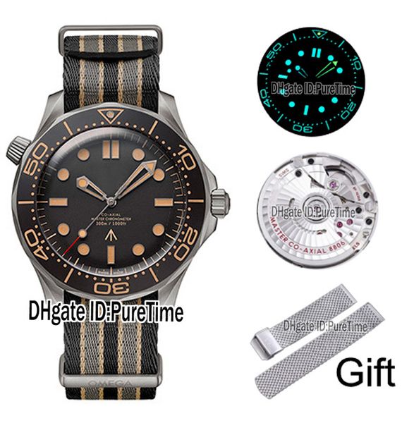 

vsf v2 007 james bond "no time to die" limited edition cal a8806 automatic mens watch ceramic titanium black dial nato strap new p, Slivery;brown
