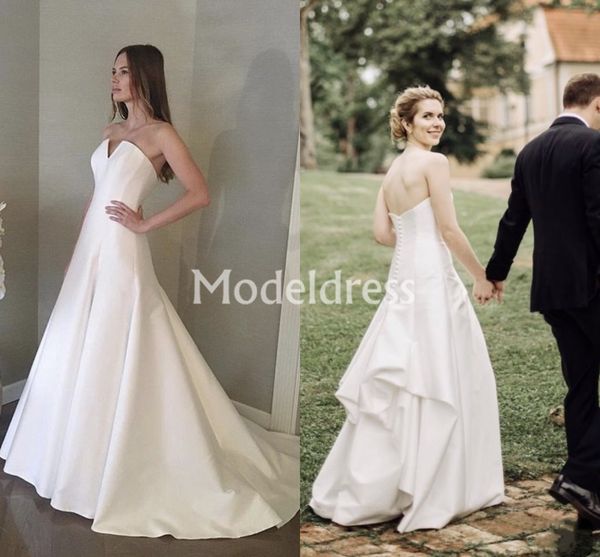 Discount Gorenous 2019 Wedding Dresses Strapless Backless Covered