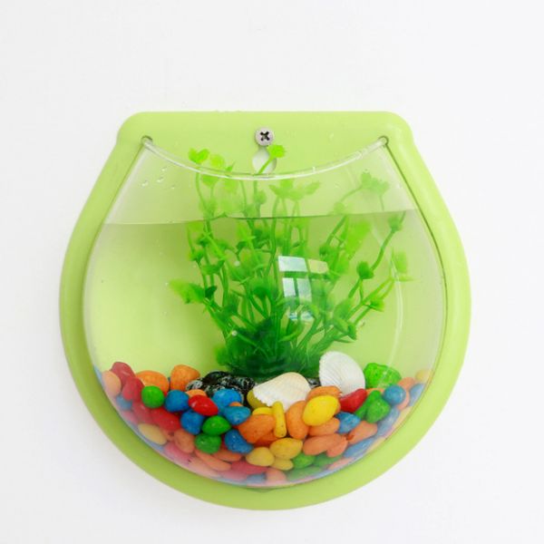

wall mount fish bowl acrylic aquarium tank hanger goldfish plant home decor