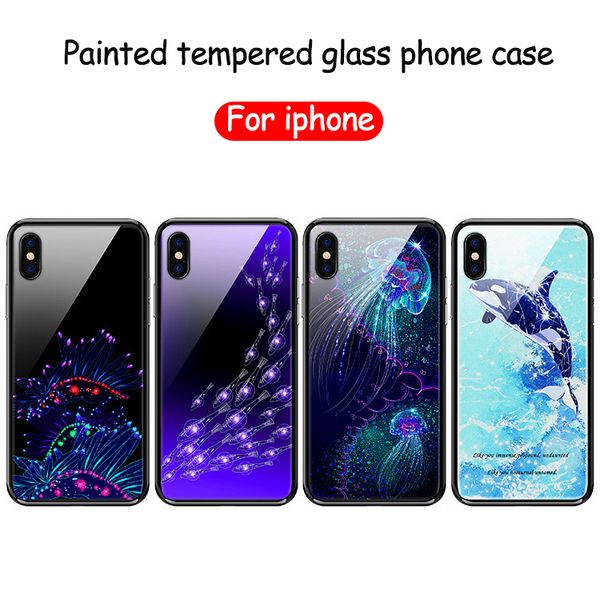 

for iphone x phone case marine series glass case for iphone 7 plus factory direct sales support 10pcs delivery
