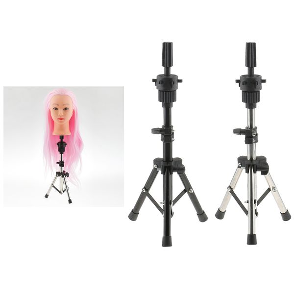 

2 pieces heavy duty stainless steel metal cosmetology salon mannequin manikin training practice head holder tripod stand rack shelf, White