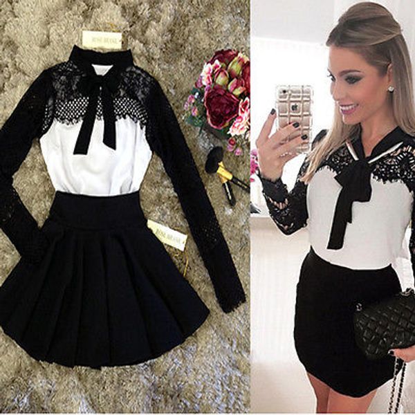 

women long sleeve bandage bodycon lace costume evening party short mini dress, Black;gray
