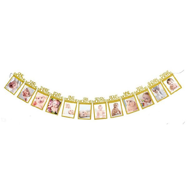 

wall photo frame 1st детские picture display wall hanging diy изображение альбом крафт день рождения строка флаг партии золото другое home d