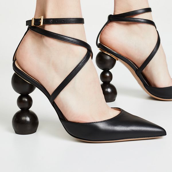 

2019 Women Pumps designer shoes Round wood heel Les Chaussures Camil Orsay Pumps Strappy silhouette real leather Women Office Party shoes