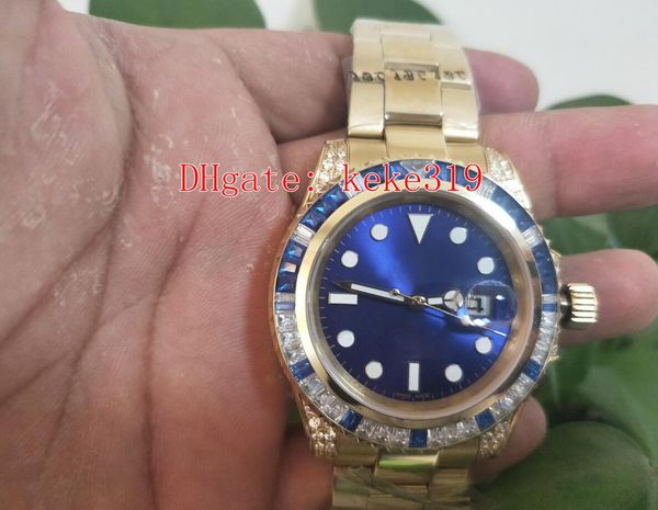 

отличное высокое качество наручные часы 40 мм 116618 синий циферблат 18 карат желтого золота цвет безель с бриллиантами механические автомат, Slivery;brown