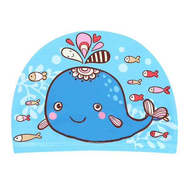 

swim cap baby high elastic cute cartoon swimming cap kids long hair protect ears pool hat for girls boys children bathing caps, Yellow