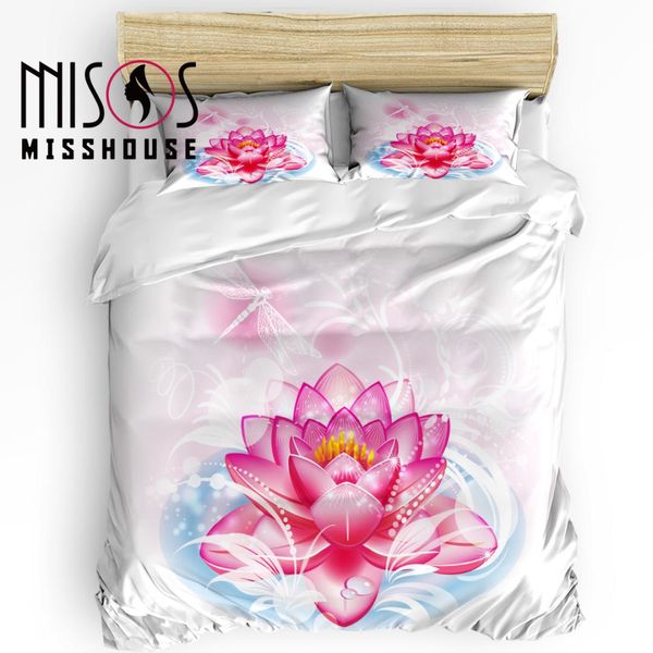 

misshouse bedding sets beautiful flower lotus home textile 3pcs duvet cover set comforter cover pillowcases