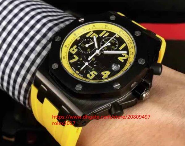 

2019 mens superlative mountaineering racing vk quartz chronograph lebron james limited mens 44mm sapphire crystal yellow rubber watches, Slivery;brown