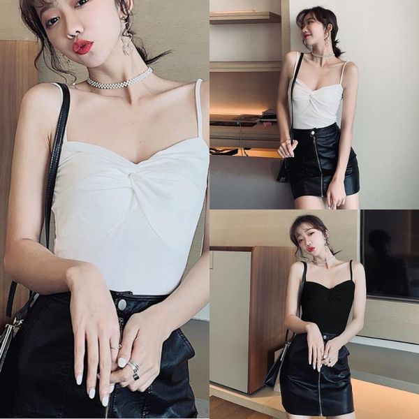 

camis women 2020 summer cross strap tank v-neck sleeveless casual vest tee small sling fashion women clothing, White