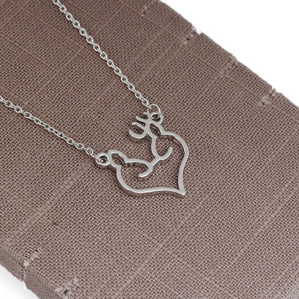 

30 love heart elk head small fresh art fan elf antlers pendant necklace animal fox christmas deer charm necklace lucky amulet jewelry, Silver