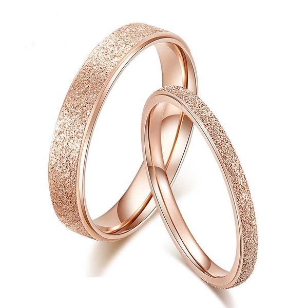 2019 neue Mode Paar Männer Frauen Ring Einfache Design Matte Silber Rose Gold Farbe Verlobungsring Für Frauen Männer Schmuck Geschenk