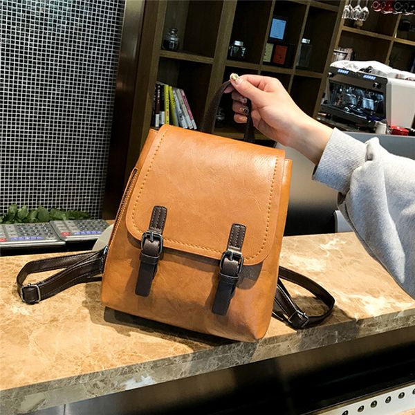 

2019 new backpack creative matte contrast color backpack female campus leisure wild mini travel bag sale