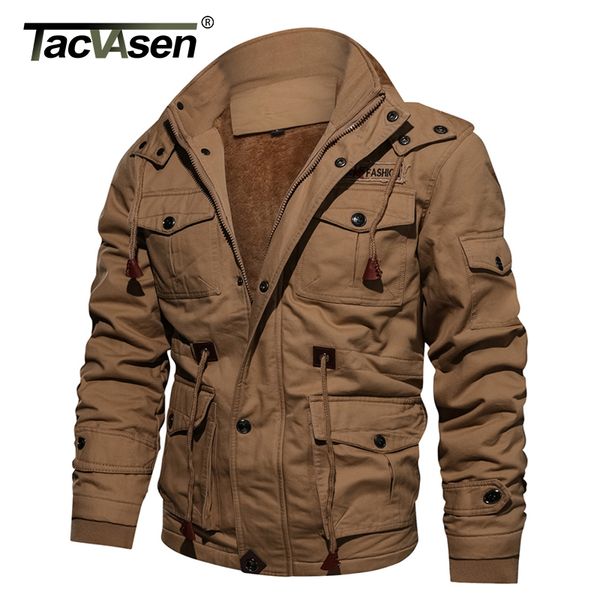 

tacvasen thermal jacket men winter thick casual jacket coat fleece pilot jackets cargo jaqueta windbreaker, Black;brown