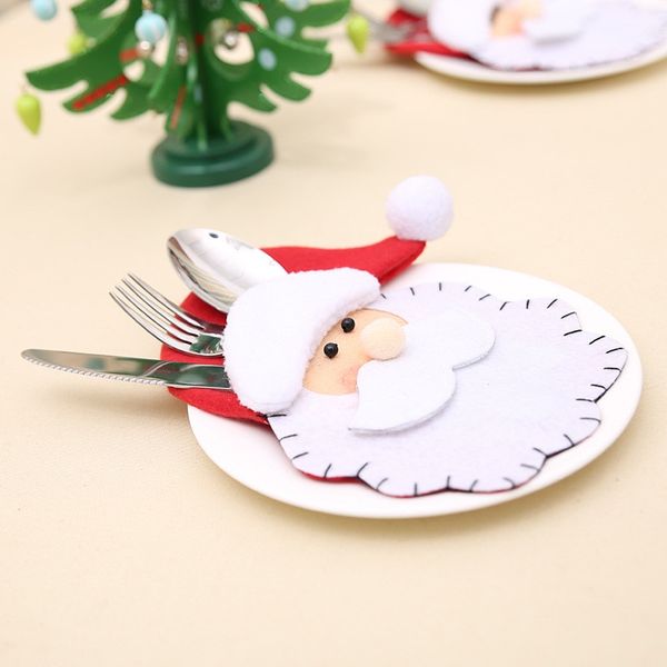 

santa claus pattern knife and fork bag for table decoration
