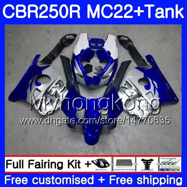 Injeção + Tanque Para HONDA CBR 250RR CBR250RR 90 91 92 93 94 263HM. 9 MC22 CBR 250 CBR250 RR 1990 1991 1992 1993 1994 azul Carenagem quente prateada