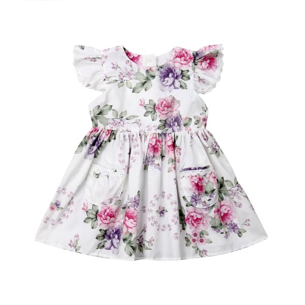 

Fashion Toddler Kids Baby Girls Clothes Pink Purple Flower Party Pageant Tutu Gown Dress Sundress Children Clothing