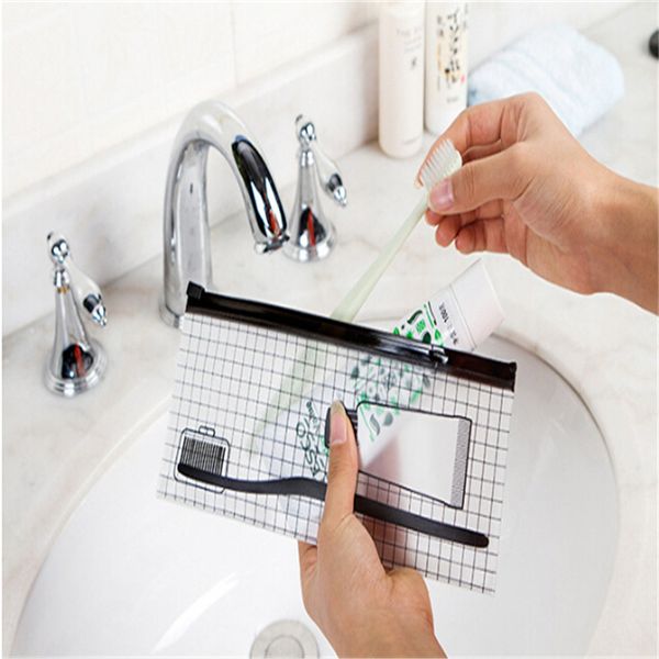 

transparent pvc waterproof toothbrush cosmetic bag women travel portable makeup bag make up organizer storage pouch