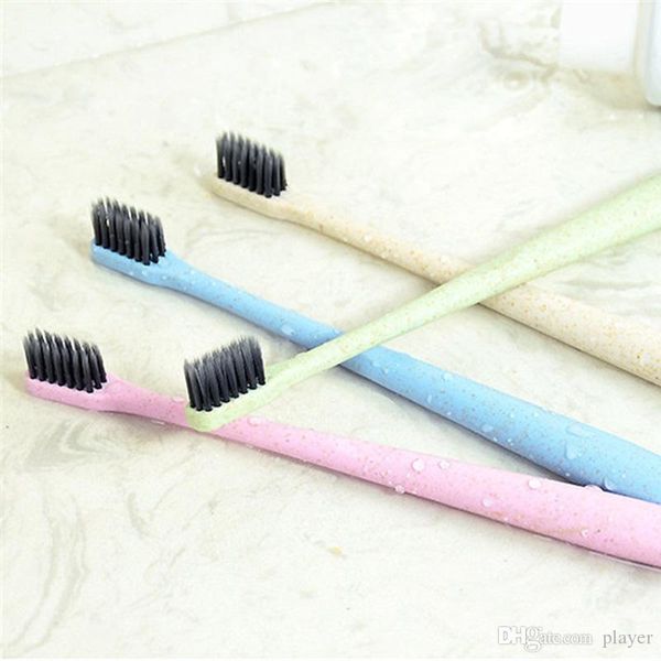 

wheat straw, soft environmental portable wheat straw handle toothbrush flat handle environment-friendly bamboo charcoal toothbrush 4 colors