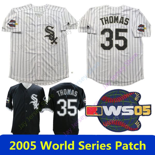 

Frank Thomas Jersey White Sox 2005 World Series All Stitched Home Away Chicago Baseball Jerseys White Pinstripe Black Mesh BP