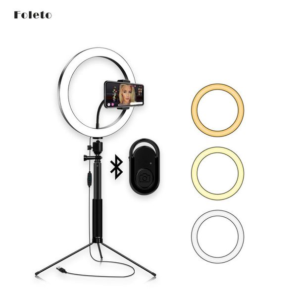 

foleto 6/8/10 inch pgraphy led ring light camera lamp selfie ring light for youtube makeup video with tripod phone holder