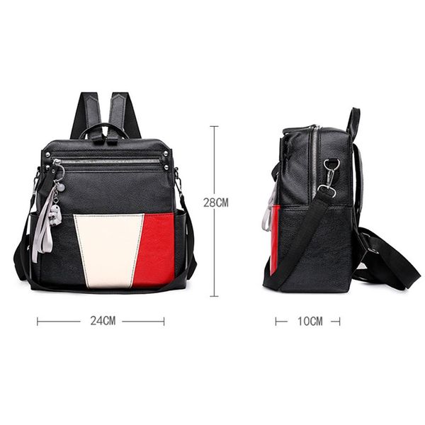 

fashion ladies bag color matching soft leather backpack multi-function bag wild travel backpack student dropship y521