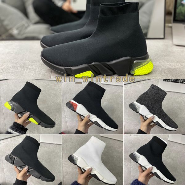 

2020 new air cushioned speed trainer socks shoes for men women triple black white red casual shoes fashion designer sneakers