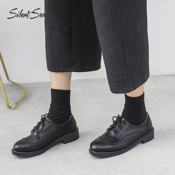 

silentsea leather women pumps student casual shoes mori girl wild single shoes ladies literary retro japanese doll, Black