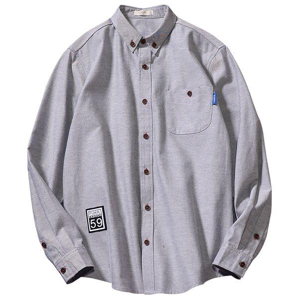 

japanese retro simple blue men shirt loose casual long sleeve button shirts stylish blusa masculina spring men clothes mm60ncs, White;black