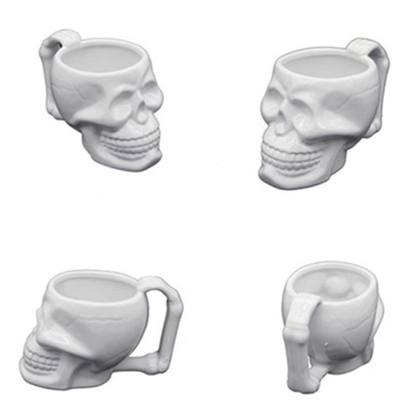 

creative ceramic with handle skull mark cups thriller ghost head ceramic milk coffee mugs white skull water cup t9i00116
