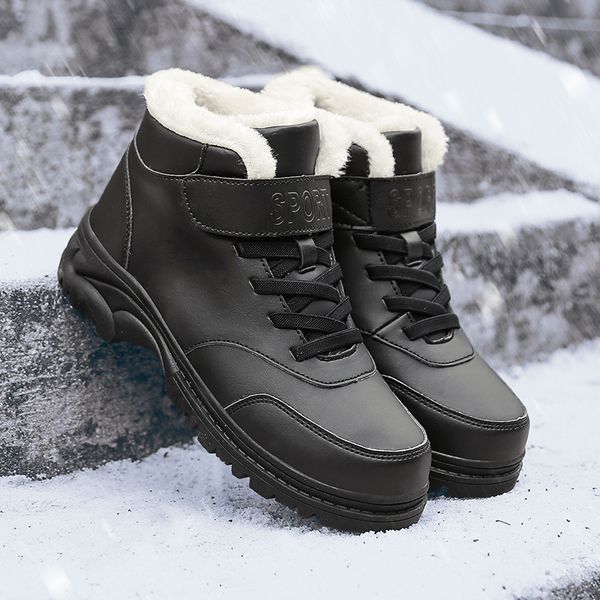 

winter snow shoes with cotton outdoor walking boots keep warm snow ankle boots fashion short plush shoes large size 36-45, Black