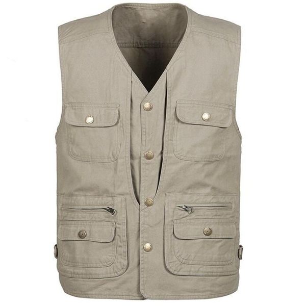 

plus size xl-4xl men vest spring summer jacket cotton comfort masculino multi pockets pgraph jacket, Black;white