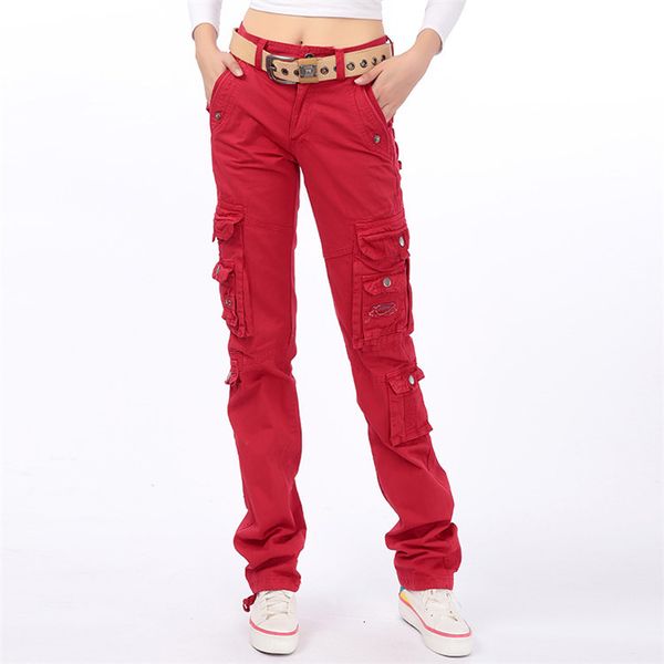 red cargo pants womens